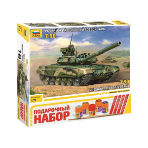 1:72 Сборная модель ZVEZDA Российский танк Т-90, подарочный набор